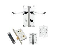 Hardware Solutions Victorian Scroll Lever Bathroom Door Handle - Polished Chrome - Complete Door Pack - Internal - Designer Levers