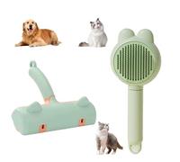 Hardware Tribe Pet Hair Removal Combo Set: Roller with storage bin + animal brush. Ideal for owners to groom cats & dogs and remove fur from carpets, furniture, clothes, bedding and sofas. (Green)