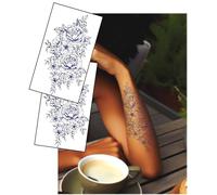 Hardwear Semi-Permanent Tattoo - 7x4" Bold Floral Design (2 Copies) - Long-Lasting Botanical Ink by Inkwear