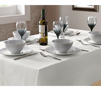 Hardwearing Select Plain Home Linen Look Thick Table Cloths & Runner - Many Sizes - WHITE (90 x 90cm Square)
