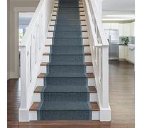 Hardwearing Stair Runner Rug - Non-Slip Carpet for Stairs - Durable, Stain-Resistant & Dirt-Resistant - Multiple Sizes - 80cm x 630cm - 7mm Thick - Aztec, Grey