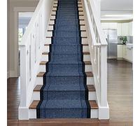 Hardwearing Stair Runner Rug - Non-Slip Carpet for Stairs - Durable, Stain-Resistant & Dirt-Resistant - Multiple Sizes - 66cm x 660cm - 7mm Thick - Inca, Blue