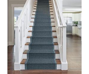 Hardwearing Stair Runner Rug - Non-Slip Carpet for Stairs - Durable, Stain-Resistant & Dirt-Resistant - Multiple Sizes - 80cm x 600cm - 7mm Thick - Aztec, Grey