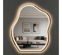 Hardwired Cloud Mirror with Dimmable Warm Light - Wall-Mounted Vanity Mirror for Bathroom, Unique Cloud Shape LED Lighted Makeup Mirror(40L x 60W cm,Style B - Warm Light)