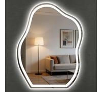 Hardwired Cloud Mirror with Dimmable Warm Light - Wall-Mounted Vanity Mirror for Bathroom, Unique Cloud Shape LED Lighted Makeup Mirror(70L x 90W cm,Style B - White Light)