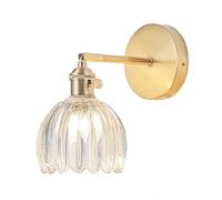 Hardwired Wall Sconce Lights, Vintage Wall Lights with Switch, Gold Wall Lights with Tulip Transparent Glass Lampshade, Indoor Wall Lights for Bedrooms, Bedside Wall Lamp, Light Bulb Not Included