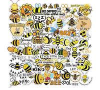 Hardworking Bee Stickers - 50 PCS Vinyl Waterproof for Laptop, Skateboard, Water Bottles, Computer, Bumper, Phone, Car - Cute Kawaii Animals Decals for Adults, Kids, Teens