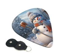 Hardworking snowman Guitar Picks 6 Pcs, 0.71mm Thickness Celluloid Plectrum with Leather Picks Holder, Personalized Guitar Pick for Bass Electric Acoustic Guitars Lovers Gift