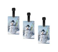 Hardworking Snowman Print Fashion and Minimalist Luggage Label Suitcases Personalized Name Id Travel Identification Label with Adjustable Strap.
