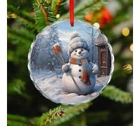 Hardworking Snowman Round Christmas Ornaments - Crystal Glass Xmas Hanging Ornaments, Personalized Christmas Tree Pendant for Holiday Keepsake Gifts (3. Inch)
