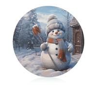 Hardworking Snowman Round Tempered Glass Cutting Board 7.9" | Non Slip Chopping Board Easy Clean Lightweight Portable Kitchen Cutting Board for Home Office Travel Picnic