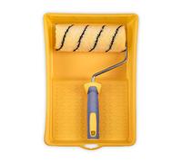 HARDY WORKING TOOLS A0180-522000 Painter's Set, Paint Roller, Paint Tray and Paint Rollers Made of Polyester, Pile Height 13 mm, Length 18 cm, Diameter 48 mm, Yellow/Black/Grey