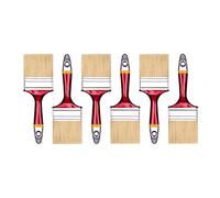 HARDY WORKING TOOLS Flat Pieces-75 mm Width Wooden Handle, Paint Series 33, 6 Pieces, Brush Set, Natural Bristles, 75 mm
