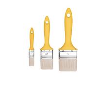 HARDY WORKING TOOLS M7 3 x Flat Brush Set 20 mm / 50 mm / 70 mm, Series 37, Synthetic Bristles for Wood Stain, Steel Ferrule of Brush for Metal, Universal Brush with Plastic Handle