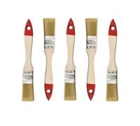 HARDY WORKING TOOLS M7 5-Piece Flat Brush Set 1 Inch (Approx. 25 mm) Series 30, Paint Brush with Synthetic Light Bristles, Painting Brush with Natural Wood, Flat Brush with Steel Ferrule