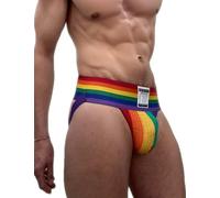 HARDYJOCK Sexy Mens Rainbow Pride Jockstrap Underwear Jock strap Athletic Support Brief (XXL = 36-38 INCH WAIST)