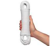 Hardys 15m Washing Line Rope | Strong & Long Clothes Line Rope with Steel Core & PVC Coating | For Indoor, Outdoor & Camping | Rot, Mould & Weather Resistant | White
