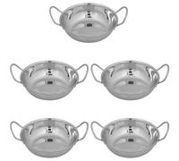 Hardys 18Cm Curry Serving Dish, Set Of 5 - Stainless Steel, Balti Serving Dish With Handles, Deep Round Bottom - 18Cm Diameter