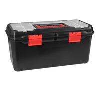 Hardys 19" Large Plastic Tool Box Organiser - 12 Compartment Tool Chest, Removable Tote Tray, Fixing & Fastenings Storage Case