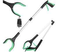 Hardys 81cm/31" Litter Pickers - Folding Grabber Stick with Anti-Slip Silicone Claw, Magnet & 360° Head - Litter Pickers for Adults & Kids, Elderly Mobility/Disability Aid - Green