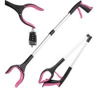 Hardys 81cm/31" Litter Pickers - Folding Grabber Stick with Anti-Slip Silicone Claw, Magnet & 360° Head - Litter Pickers for Adults & Kids, Elderly Mobility/Disability Aid - Pink