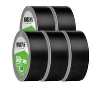 Hardys Black Duct Tape, (L) 25M X (W) 48mm - 220Um Thick, Waterproof Backing, Cloth Lattice, Strong Adhesive, Easy Tear - 5 Pack