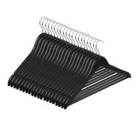 Hardys Black Wooden Coat Hangers - Sloped with Notches, Trouser Bar & 360° Rotating Hook - Wardrobe Space Savers, Hangers for Clothes - For Coat, Jacket, Suit, T Shirt (20 Pack)