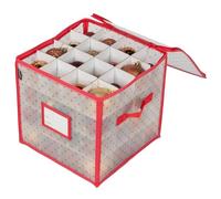 Hardys Christmas Tree Bauble Storage Box, 64 Slots - Christmas Decorations, Ornaments & Xmas Bauble Storage - Water-Resistant, 4 Adjustable Layers & Zipper Closure