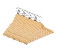 Hardys Natural Wooden Coat Hangers - Sloped with Notches, Trouser Bar & 360° Rotating Hook - Wardrobe Space Savers, Hangers for Clothes - For Coat, Jacket, Suit, T Shirt (20 Pack)