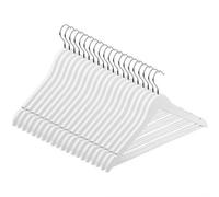 Hardys Coat Hangars - Strong Wooden Design, Smooth Lacquered Finish, Slim Profile, Strap Notches - 20 Pack, White, 45Cm X 23Cm