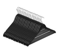 Hardys Coat Hangars - Strong Wooden Design, Smooth Lacquered Finish, Slim Profile, Strap Notches - 20 Pack, Black, 45Cm X 23Cm