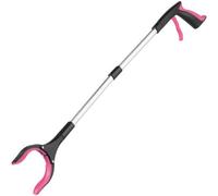 Hardys Folding Litter Picker - 40Cm/15" - 83Cm/31", Aluminium Tube & Steel Cable, Silicone-Grip Jaws, Built-In Magnet - Pink