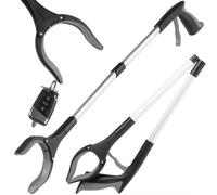 Hardys Folding Litter Picker - 40Cm/15" - 83Cm/31", Aluminium Tube & Steel Cable, Silicone-Grip Jaws, Built-In Magnet - Black