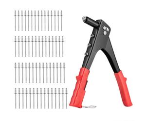 Hardys Heavy Duty 4 Head Nozzle Pop Rivet Gun Hand Riveter Tool + 60 Blank Rivets