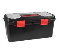 Hardys Heavy Duty Small Plastic Tool Box - Multiple Compartment Toolbox Organiser with Removable Tote Tray - Tool Chest Storage Box, 7 Compartment Box for Fixings, Hand Tools (19")