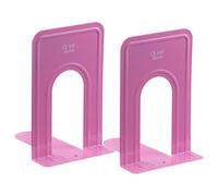 Hardys Pair Of Heavy Duty Metal Bookend Anti Slip Book End Stand Support Office School - Pink