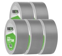 Hardys Silver Duct Tape, (L) 50M X (W) 48mm - 220Um Thick, Waterproof Backing, Cloth Lattice, Strong Adhesive, Easy Tear - 5 Pack