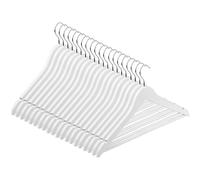 Hardys White Wooden Coat Hangers - Sloped with Notches, Trouser Bar & 360° Rotating Hook - Wardrobe Space Savers, Hangers for Clothes - For Coat, Jacket, Suit, T Shirt (20 Pack)