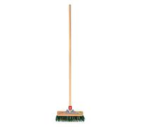 Hardys Wooden Brush Broom Heavy Duty Stiff Synthetic Plastic Bristles Outdoor Yard Driveway Sweeping Long Handle Garden Maintenance Dirt Gravel Leaves (11.5")