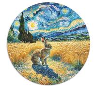 Hare 1000 Pieces Jigsaw Animal Round Puzzles for Adults And Kids Colorful Unique Challenge Games Scene Creative 1000pcs (67.5x67.5cm)