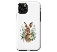 Hare Animal Flower Portrait with Botanical Elements Case for iPhone 11 Pro