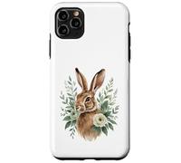 Hare Animal Flower Portrait with Botanical Elements Case for iPhone 11 Pro Max