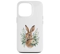 Hare Animal Flower Portrait with Botanical Elements Case for iPhone 13 Pro
