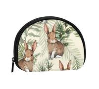 Hare Behind Leaf, Women's Storage Bag Shell Makeup Bag Small Coin Purse Shell Change Pouch