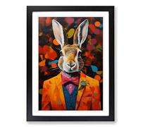Hare Conceptual Framed Print | A2 Black Framed Wall Art | Ready to Hang | Modern Animal Picture | Living Room Bedroom Lounge Office