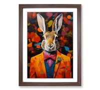 Hare Conceptual Framed Print | A2 Walnut Framed Wall Art | Ready to Hang | Modern Animal Picture | Living Room Bedroom Lounge Office