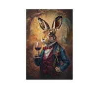 Hare Drinking Wine Canvas Poster Bedroom Decor Landscape Office Room Decor Gift 16x24inch(40x60cm)
