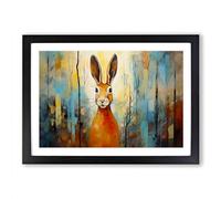 Hare Expressionism Framed Print | A2 Black Framed Wall Art | Ready to Hang | Eclectic Animal Picture | Living Room Bedroom Lounge Office