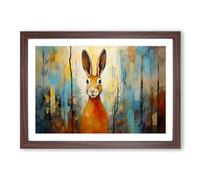 Hare Expressionism Framed Print | A2 Walnut Framed Wall Art | Ready to Hang | Eclectic Animal Picture | Living Room Bedroom Lounge Office