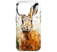 Hare Flowers Watercolor Illustration Graphic Case for iPhone 16 Pro